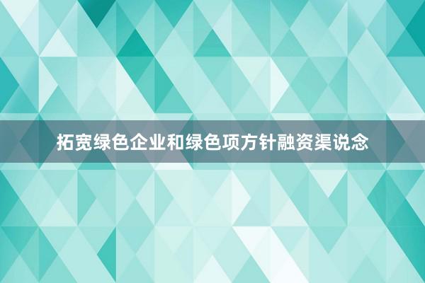 拓宽绿色企业和绿色项方针融资渠说念