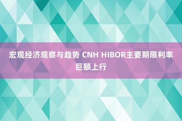 宏观经济观察与趋势 CNH HIBOR主要期限利率巨额上行