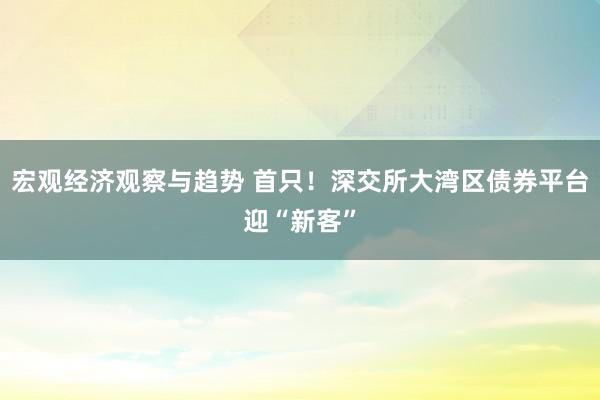 宏观经济观察与趋势 首只！深交所大湾区债券平台迎“新客”