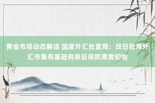 黄金市场动态解读 国度外汇处置局：改日我海外汇市集有基础有条目保抓肃肃初始