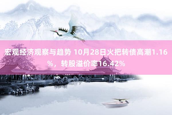 宏观经济观察与趋势 10月28日火把转债高潮1.16%，转股溢价率16.42%