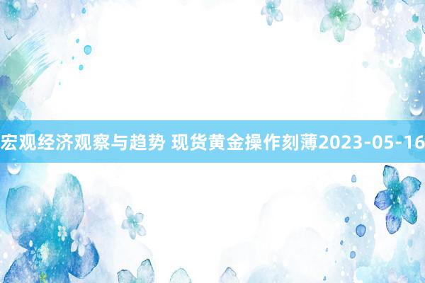 宏观经济观察与趋势 现货黄金操作刻薄2023-05-16