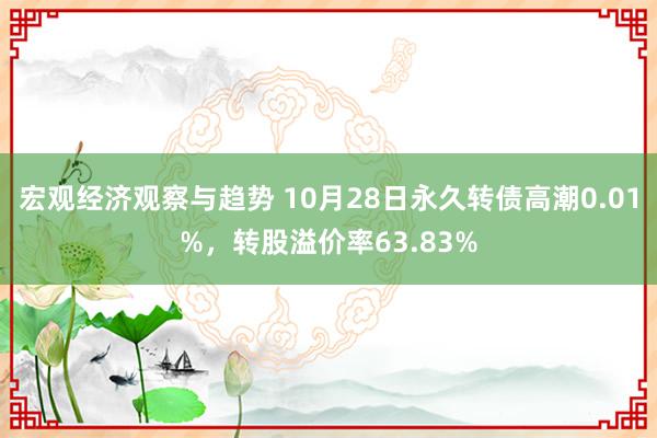 宏观经济观察与趋势 10月28日永久转债高潮0.01%，转股溢价率63.83%