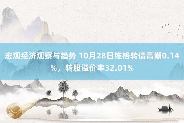 宏观经济观察与趋势 10月28日维格转债高潮0.14%，转股溢价率32.01%