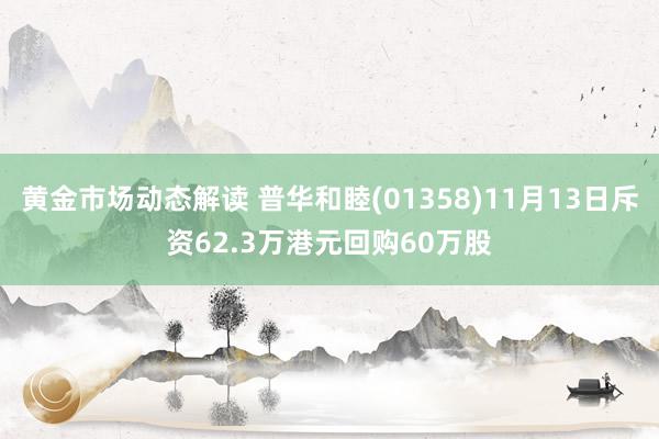 黄金市场动态解读 普华和睦(01358)11月13日斥资62.3万港元回购60万股