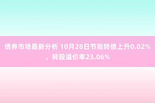 债券市场最新分析 10月28日节能转债上升0.02%，转股溢价率23.06%