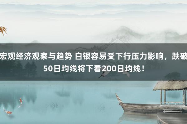 宏观经济观察与趋势 白银容易受下行压力影响，跌破50日均线将下看200日均线！