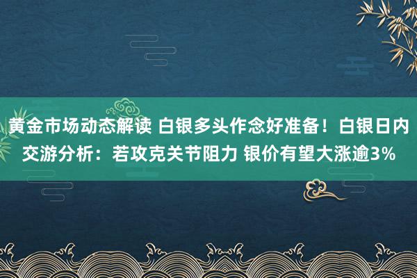 黄金市场动态解读 白银多头作念好准备！白银日内交游分析：若攻克关节阻力 银价有望大涨逾3%