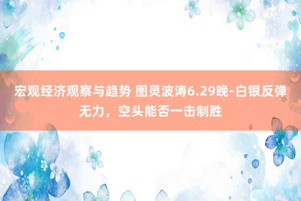 宏观经济观察与趋势 图灵波涛6.29晚-白银反弹无力，空头能否一击制胜