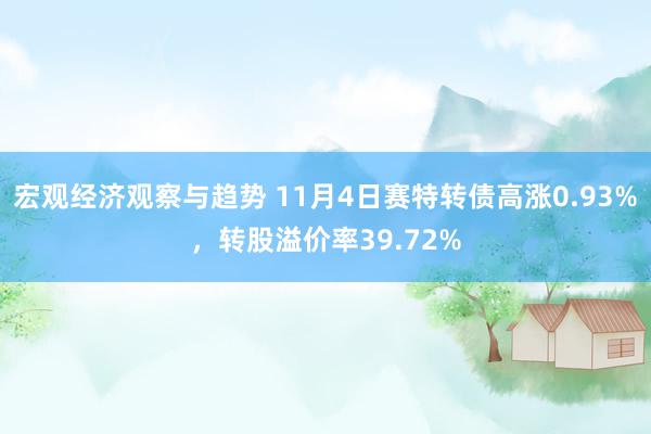 宏观经济观察与趋势 11月4日赛特转债高涨0.93%，转股溢价率39.72%