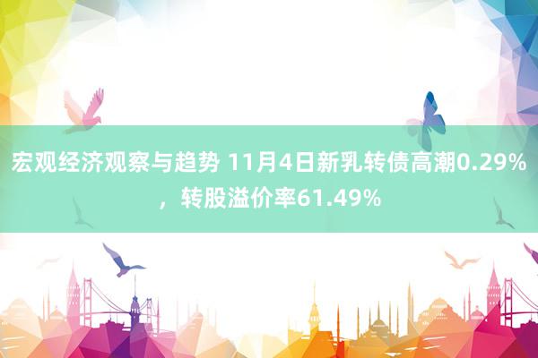 宏观经济观察与趋势 11月4日新乳转债高潮0.29%，转股溢价率61.49%