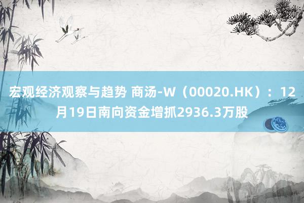 宏观经济观察与趋势 商汤-W（00020.HK）：12月19日南向资金增抓2936.3万股