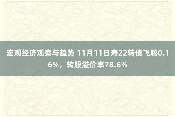 宏观经济观察与趋势 11月11日寿22转债飞腾0.16%，转股溢价率78.6%