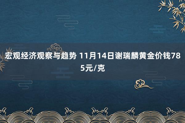 宏观经济观察与趋势 11月14日谢瑞麟黄金价钱785元/克