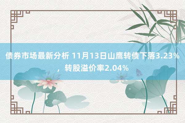 债券市场最新分析 11月13日山鹰转债下落3.23%，转股溢价率2.04%