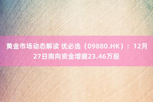 黄金市场动态解读 优必选（09880.HK）：12月27日南向资金增握23.46万股