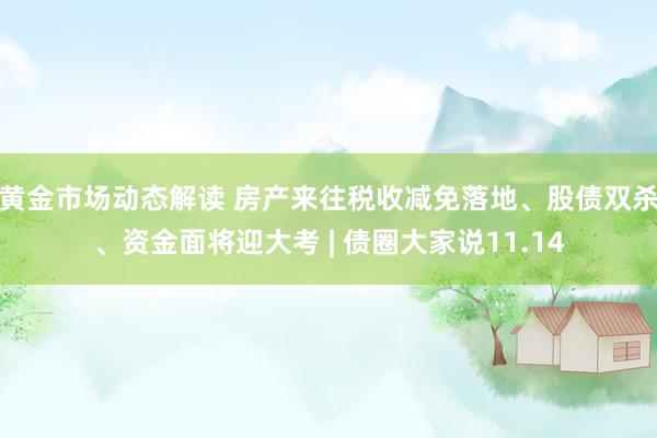 黄金市场动态解读 房产来往税收减免落地、股债双杀、资金面将迎大考 | 债圈大家说11.14