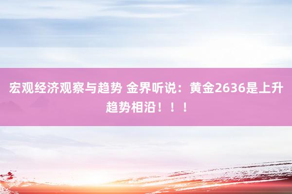 宏观经济观察与趋势 金界听说：黄金2636是上升趋势相沿！！！