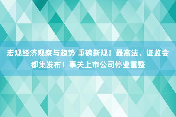 宏观经济观察与趋势 重磅新规！最高法、证监会都集发布！事关上市公司停业重整