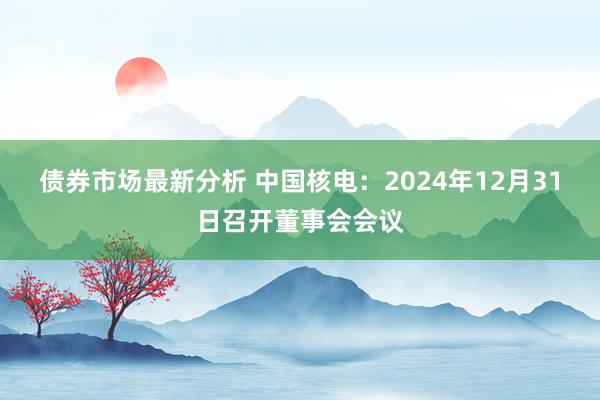 债券市场最新分析 中国核电：2024年12月31日召开董事会会议