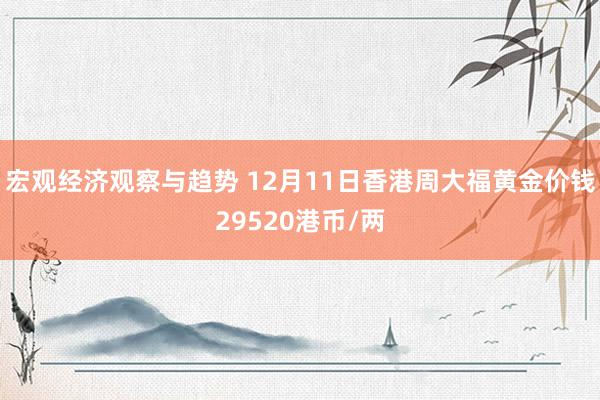 宏观经济观察与趋势 12月11日香港周大福黄金价钱29520港币/两