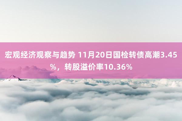 宏观经济观察与趋势 11月20日国检转债高潮3.45%，转股溢价率10.36%