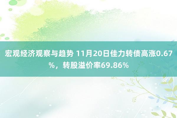 宏观经济观察与趋势 11月20日佳力转债高涨0.67%，转股溢价率69.86%