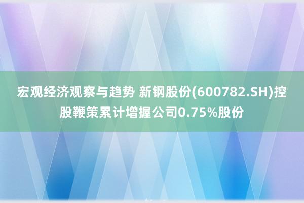 宏观经济观察与趋势 新钢股份(600782.SH)控股鞭策累计增握公司0.75%股份