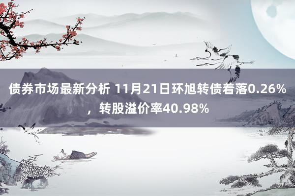 债券市场最新分析 11月21日环旭转债着落0.26%，转股溢价率40.98%