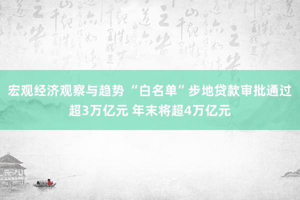 宏观经济观察与趋势 “白名单”步地贷款审批通过超3万亿元 年末将超4万亿元