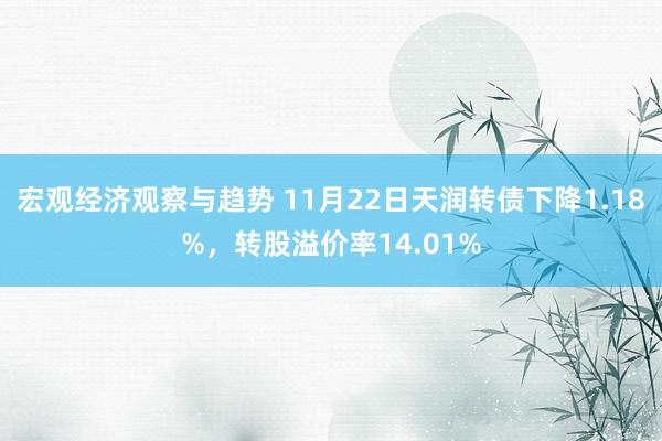 宏观经济观察与趋势 11月22日天润转债下降1.18%，转股溢价率14.01%