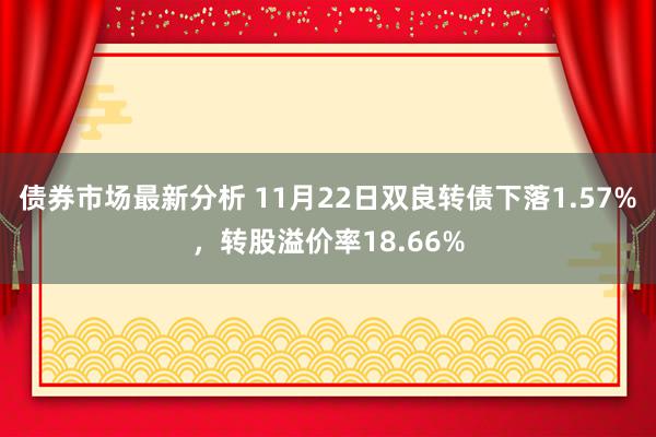 债券市场最新分析 11月22日双良转债下落1.57%，转股溢价率18.66%