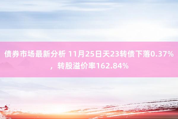 债券市场最新分析 11月25日天23转债下落0.37%，转股溢价率162.84%