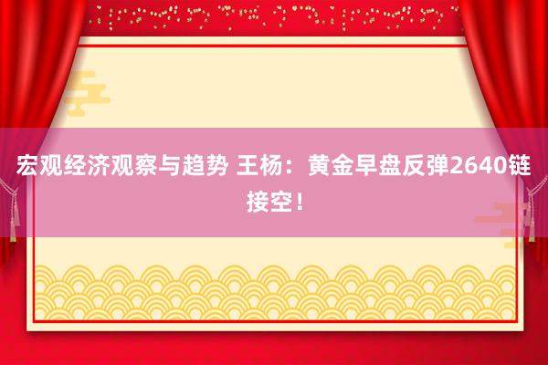 宏观经济观察与趋势 王杨：黄金早盘反弹2640链接空！