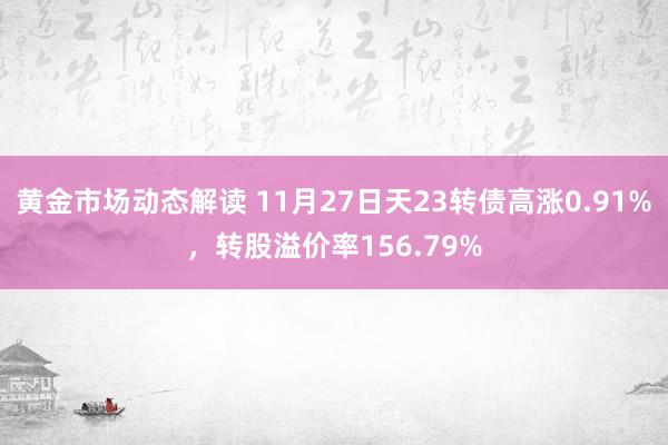 黄金市场动态解读 11月27日天23转债高涨0.91%，转股溢价率156.79%