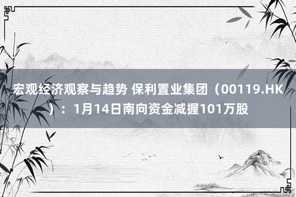 宏观经济观察与趋势 保利置业集团（00119.HK）：1月14日南向资金减握101万股