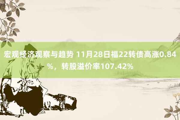 宏观经济观察与趋势 11月28日福22转债高涨0.84%，转股溢价率107.42%