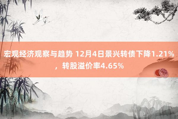 宏观经济观察与趋势 12月4日景兴转债下降1.21%，转股溢价率4.65%