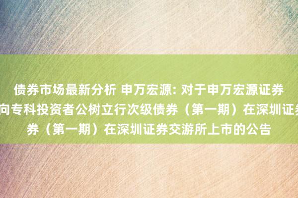 债券市场最新分析 申万宏源: 对于申万宏源证券有限公司2024年面向专科投资者公树立行次级债券（第一期）在深圳证券交游所上市的公告