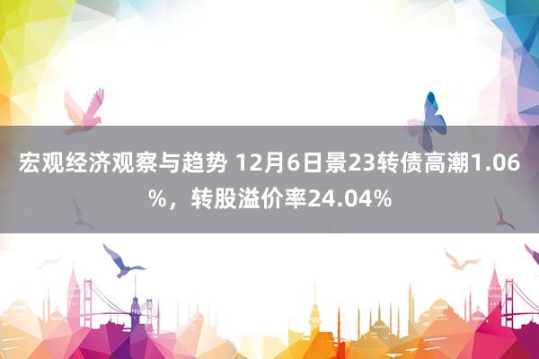 宏观经济观察与趋势 12月6日景23转债高潮1.06%，转股溢价率24.04%