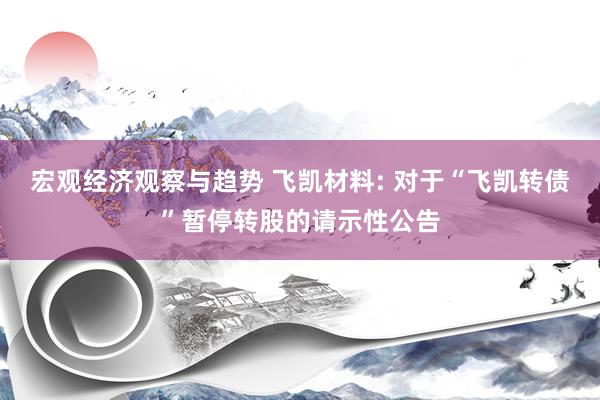 宏观经济观察与趋势 飞凯材料: 对于“飞凯转债”暂停转股的请示性公告