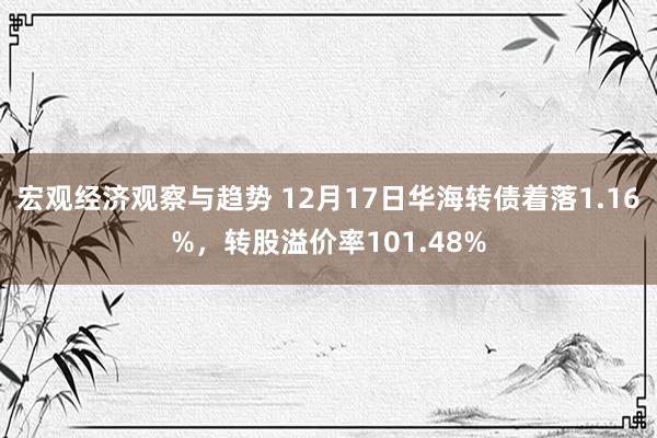 宏观经济观察与趋势 12月17日华海转债着落1.16%，转股溢价率101.48%