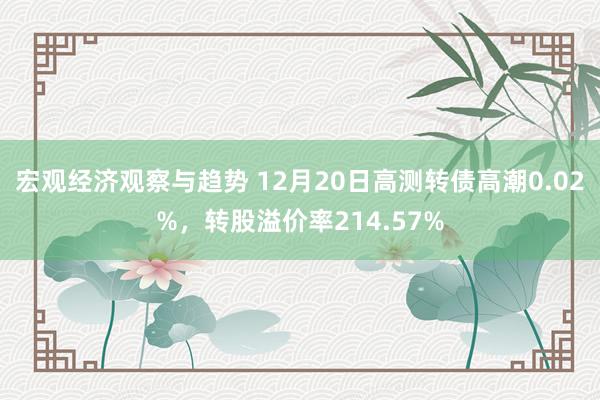 宏观经济观察与趋势 12月20日高测转债高潮0.02%，转股溢价率214.57%