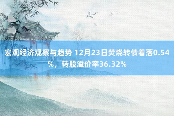 宏观经济观察与趋势 12月23日焚烧转债着落0.54%，转股溢价率36.32%