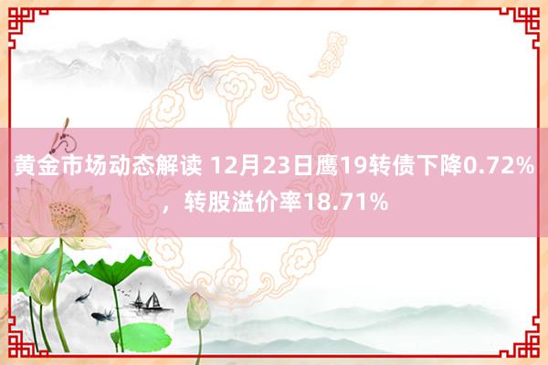 黄金市场动态解读 12月23日鹰19转债下降0.72%，转股溢价率18.71%