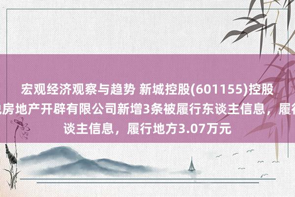 宏观经济观察与趋势 新城控股(601155)控股的银川新城吾悦房地产开辟有限公司新增3条被履行东谈主信息，履行地方3.07万元