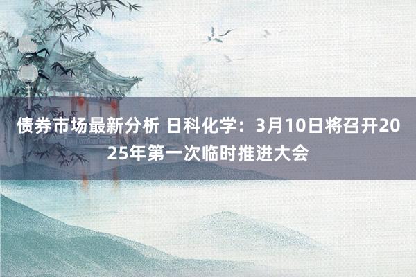 债券市场最新分析 日科化学：3月10日将召开2025年第一次临时推进大会