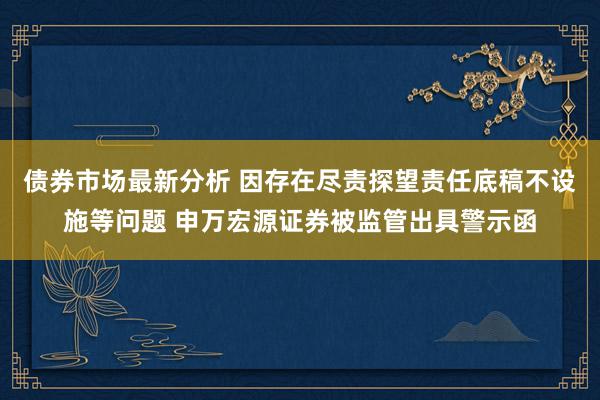 债券市场最新分析 因存在尽责探望责任底稿不设施等问题 申万宏源证券被监管出具警示函