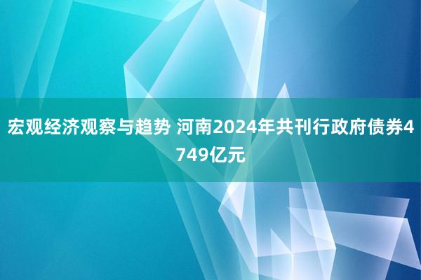 宏观经济观察与趋势 河南2024年共刊行政府债券4749亿元