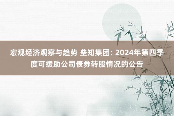 宏观经济观察与趋势 垒知集团: 2024年第四季度可缓助公司债券转股情况的公告